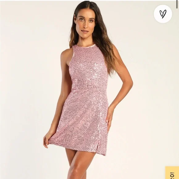 lulus pink sequin dress Pink Sequin Dress - Sequin Bodycon Dress - One-Shoulder Dress